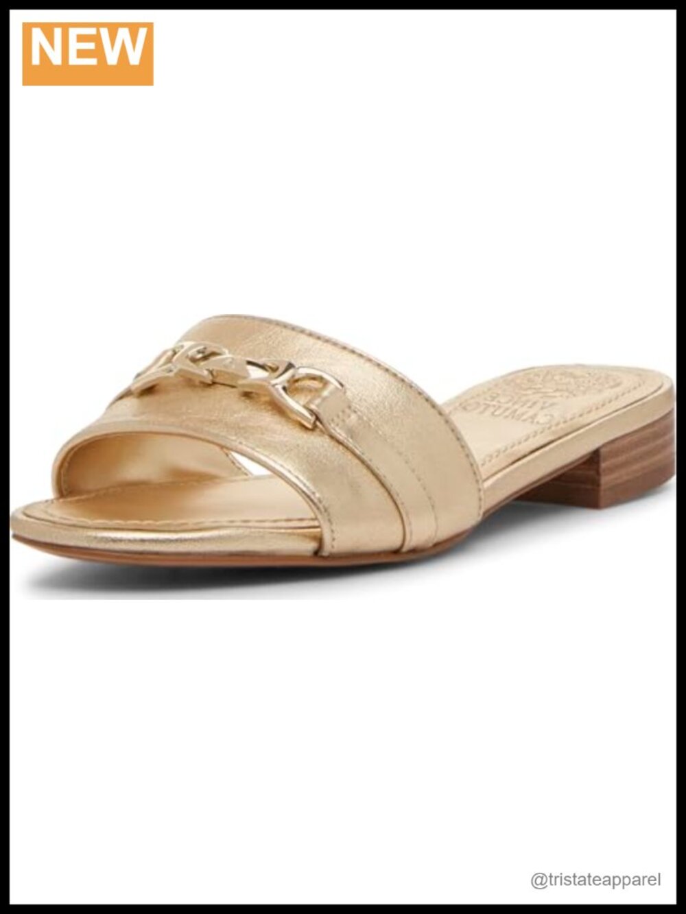 Leather Buckle Slide Sandals Low Heel